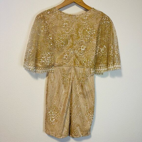Hello Molly Evening Sun Champagne Glittery Mini Dress Size XS - Picture 2 of 8